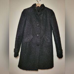 NWOT maralyn & me black fuzzy trenchcoat, sz m